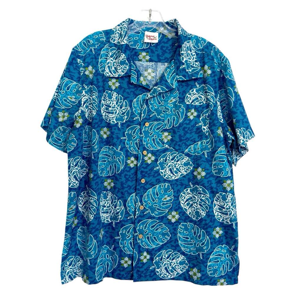 Hawaiian Shirt Blue Floral Short Sleeve MCamp Shirt Resort Casual Summer